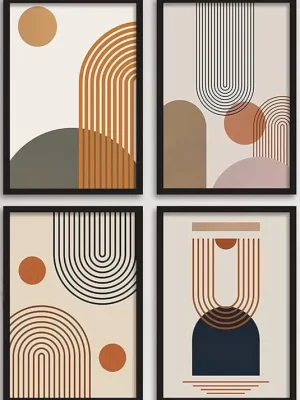 Retro Harmony: Geometric Boho Wall Art