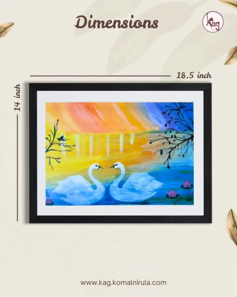 Romantic Swan Sunset Lake Painting