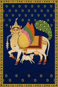 Human Face Kamdhenu pichwai painting