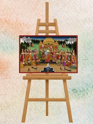 Handmade Krishna Raas Leela Pichwai Painting