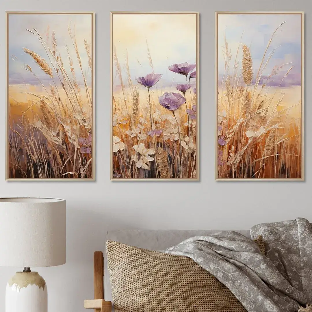 Golden Meadow Grass Triptych - KN19_2