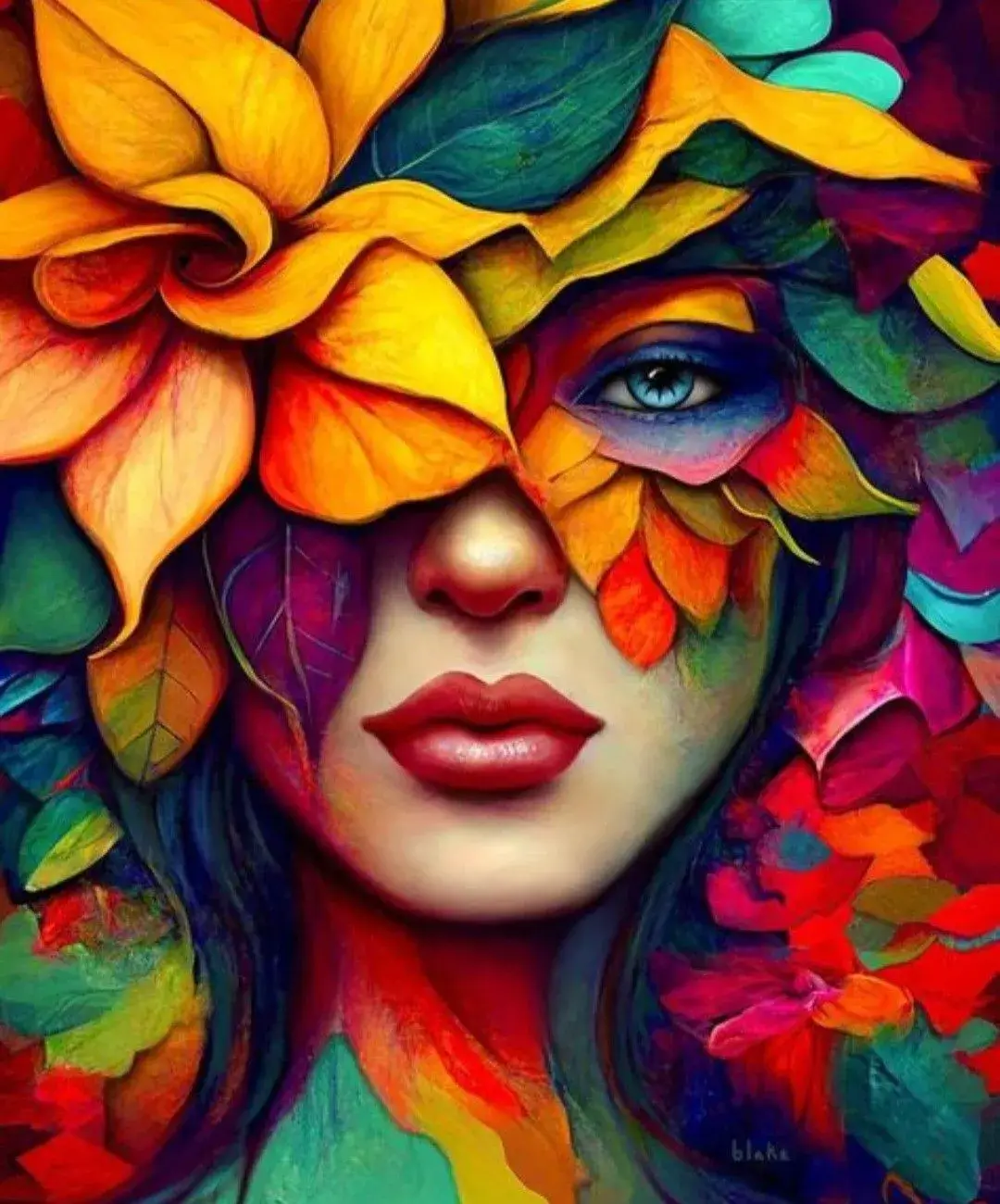 Floral Abstract Woman Portrait - KN31_3 - Image 2